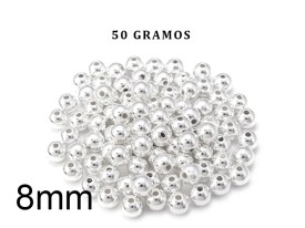 Bolitas de Metal Color Plateado 8mm x50gms